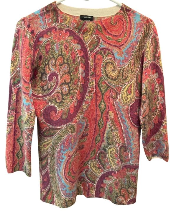 Talbots Sweaters - Talbots 100% Cashmere Sweater Paisley Preppy Old Money Crew Neck Sz M